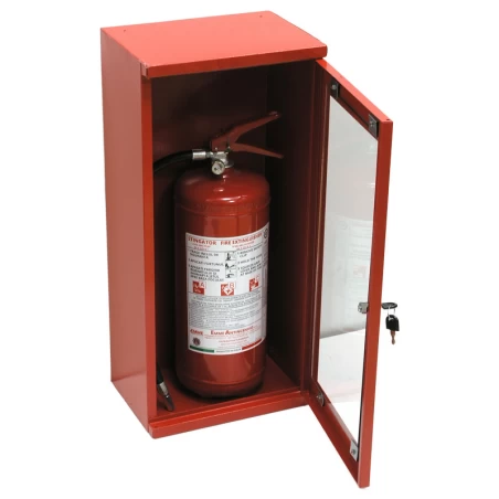 Feuerlöscherkasten P6 offen mit Feuerlöscher