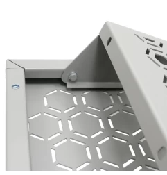 Foldable and detachable bench in cold-rolled steel - foot-joint detail
