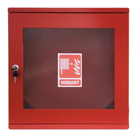 Cutie Hidrant CH93 cu suport tip semilună - ECHIPATĂ (robinet aluminiu, țeava refulare 12 mm)