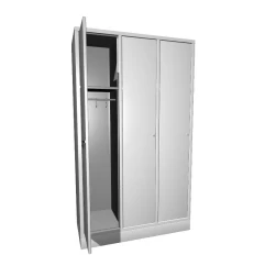 Metallschrank mit 3 Türen, Kleiderstange und oberem Regal