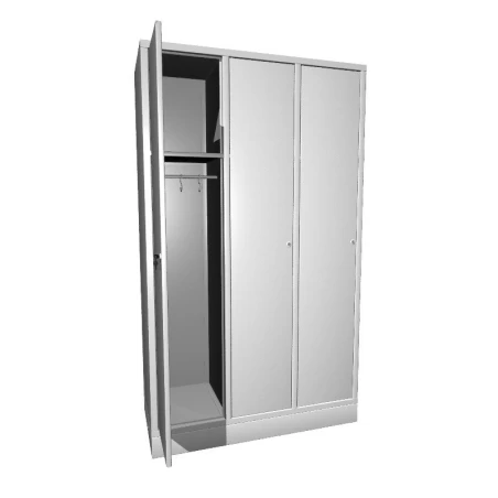 Metallschrank mit 3 Türen, Kleiderstange und oberem Regal