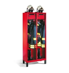 Metallschrank für Feuerwehrleute, ohne Türen, mit Helmhalterung