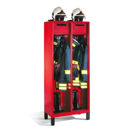 Metallschrank für Feuerwehrleute, ohne Türen, mit Helmhalterung